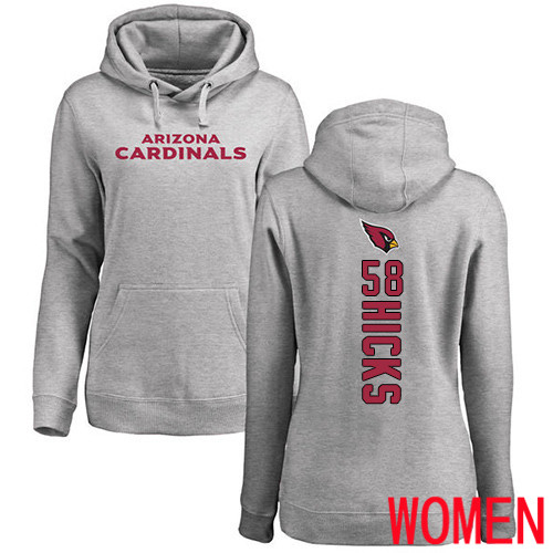 Arizona Cardinals Ash Women Jordan Hicks Backer NFL Football #58 Pullover Hoodie Sweatshirts